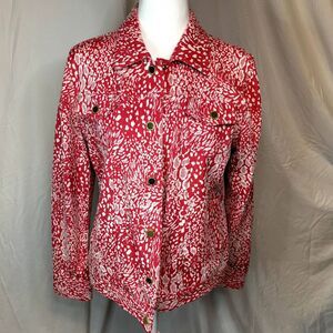 Isaac Mizrzahi Pink Animal Print Button Up Jacket Soft Fabric Collared NWOT